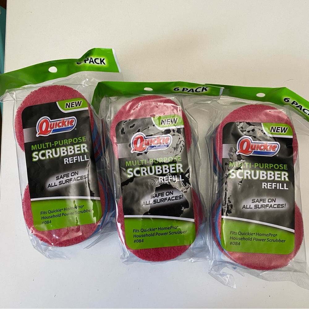 18 Quickie Multi Purpose Refill Scrubber Sponge Home Pro #084 - 18 Circular Pads